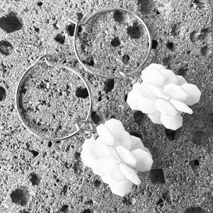 White Cluster Hoop Earrings - Women Jewelry - NWT - Plumage